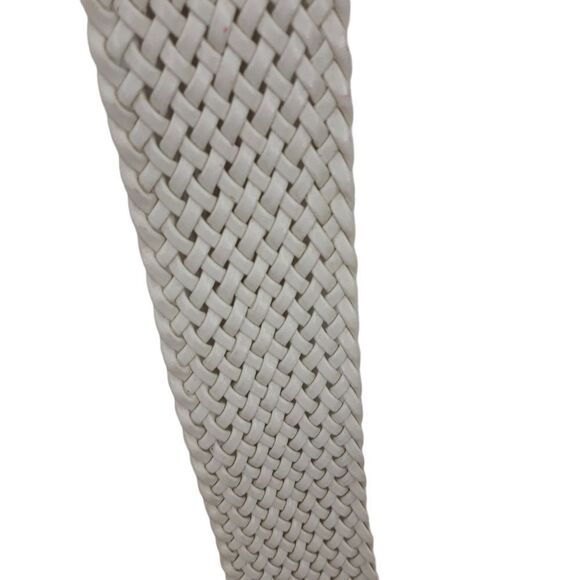 White Country Braided Basket Weaved Wide O-ring Belt 2.5" Wide Size M 34" - Picture 7 of 10